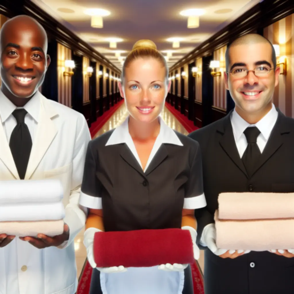 Zespół housekeepingu PLNewHotgr w hotelowym korytarzu