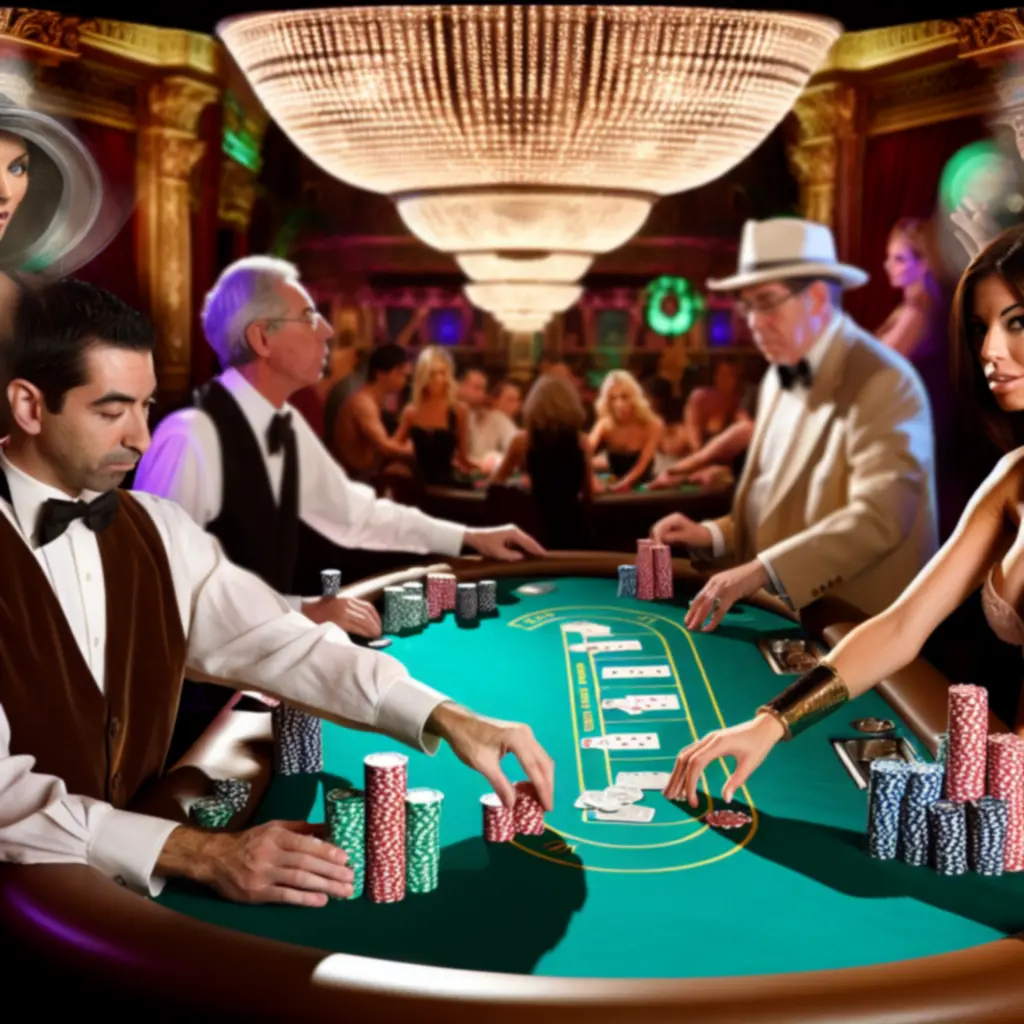 VIP poker: stolik high-roller z kartami i żetonami