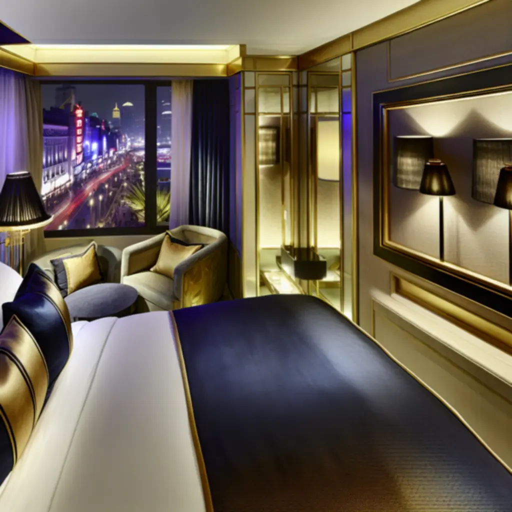 Luksusowy apartament w PLNewHotgr z widokiem i złotymi akcentami